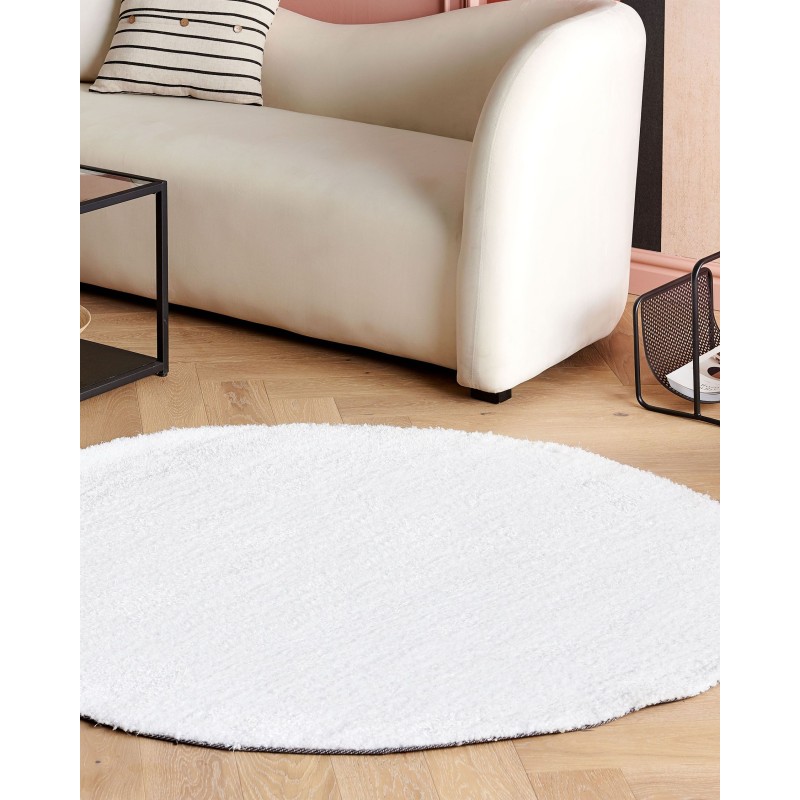 Dywan shaggy okrągły ⌀ 140 cm biały DEMRE