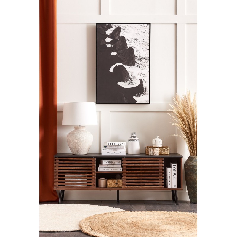 Dywan shaggy okrągły ⌀ 140 cm biały DEMRE