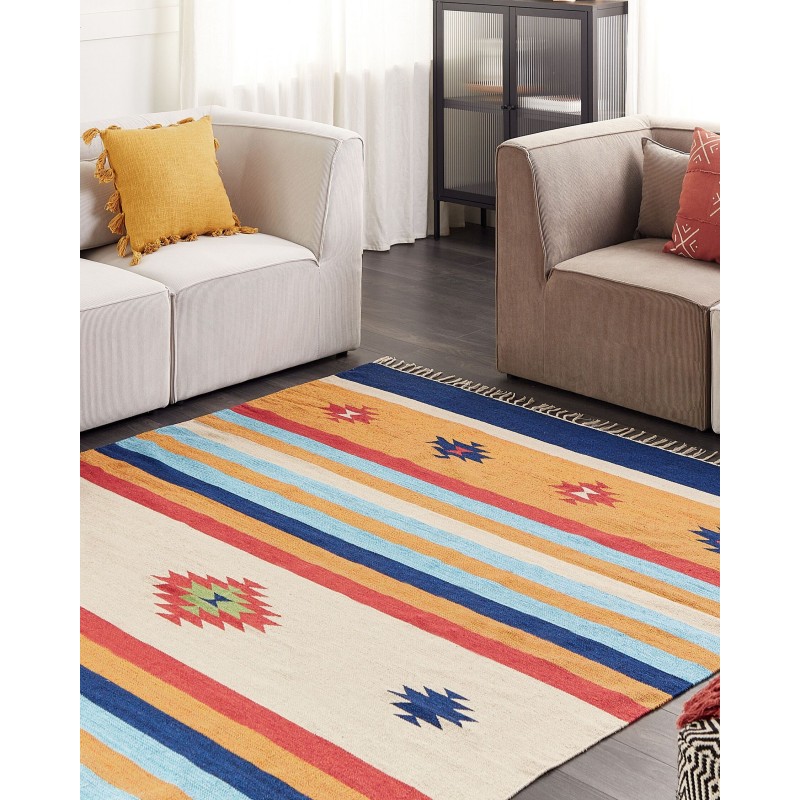 Dywan bawełniany kilim 200 x 300 cm wielokolorowy TARONIK
