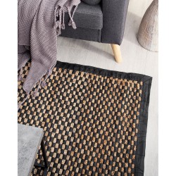 Dywan skórzany 140 x 200 cm czarno-beżowy GERCE II