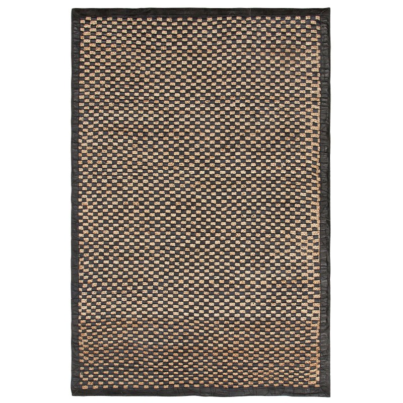 Dywan skórzany 140 x 200 cm czarno-beżowy GERCE II