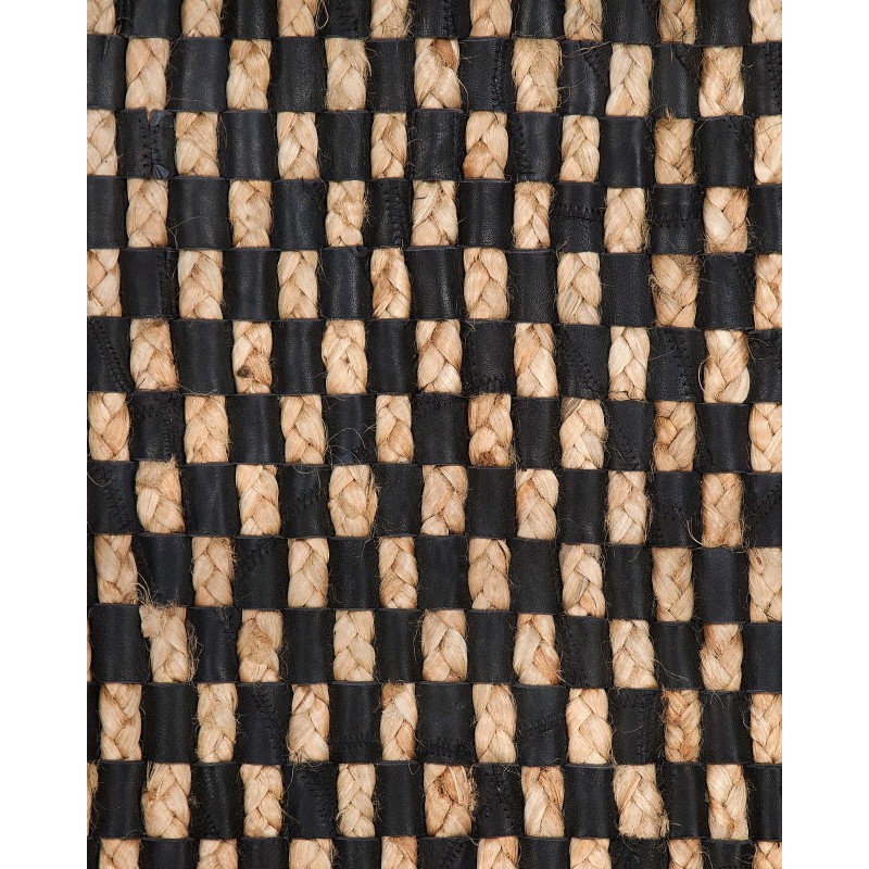Dywan skórzany 140 x 200 cm czarno-beżowy GERCE II