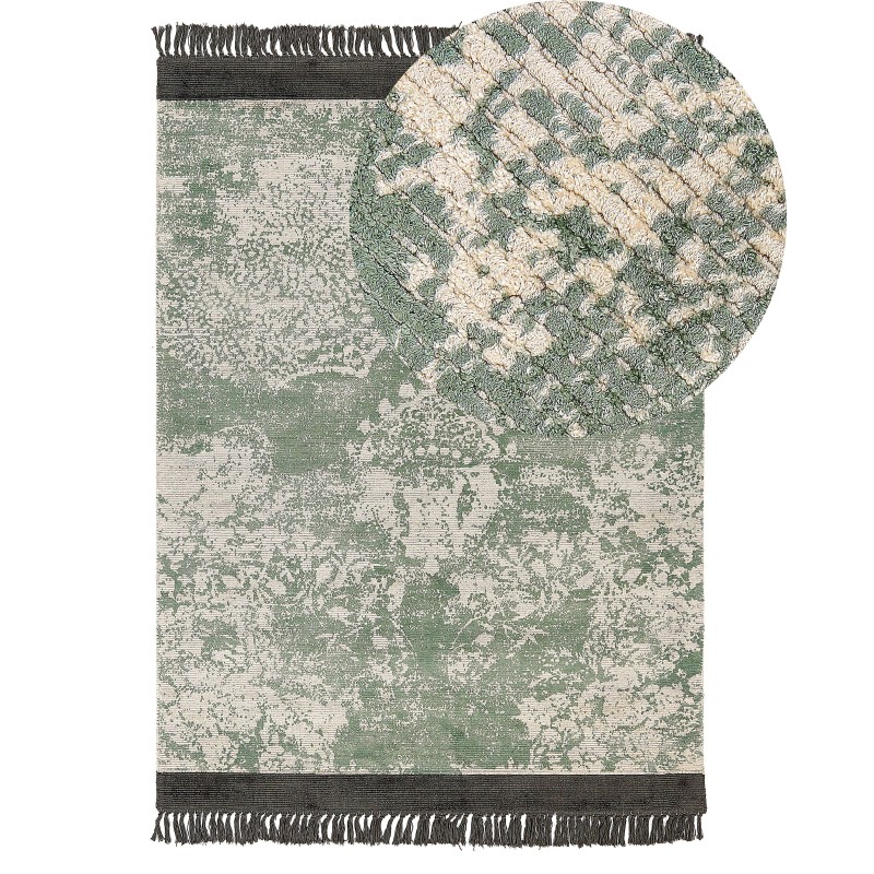 Dywan z wiskozy 140 x 200 cm zielony z beżowym AKARSU