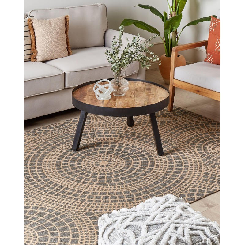 Dywan z juty 160 x 230 cm beżowy z szarym ARIBA