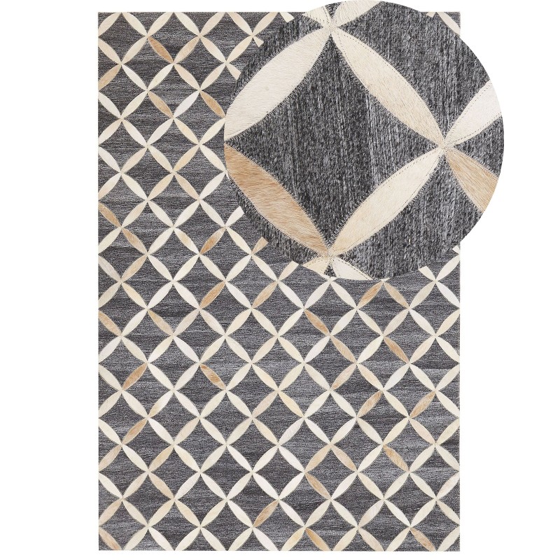 Dywan skórzany 140 x 200 cm szaro-beżowy GENC