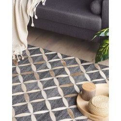 Dywan skórzany 140 x 200 cm szaro-beżowy GENC