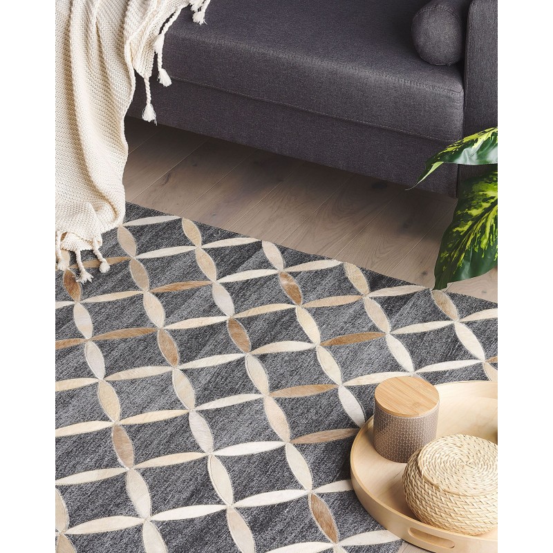 Dywan skórzany 140 x 200 cm szaro-beżowy GENC