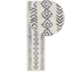 Dywan shaggy 80 x 300 cm biało-szary AYRUM