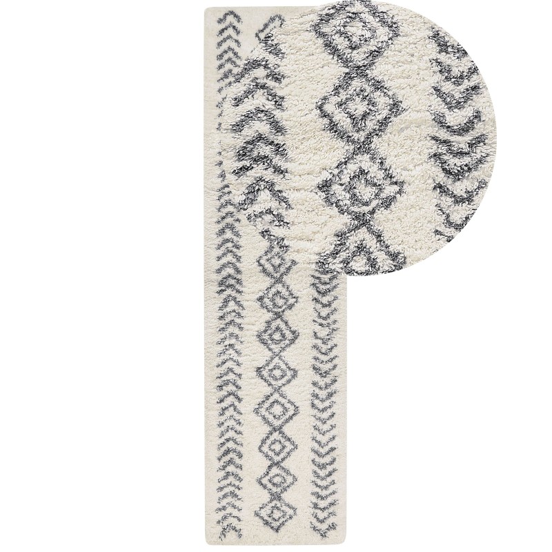 Dywan shaggy 80 x 300 cm biało-szary AYRUM