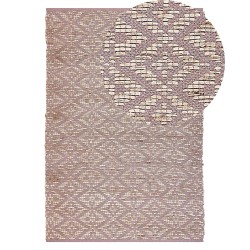 Dywan bawełniany 140 x 200 cm beżowy z różowym GERZE