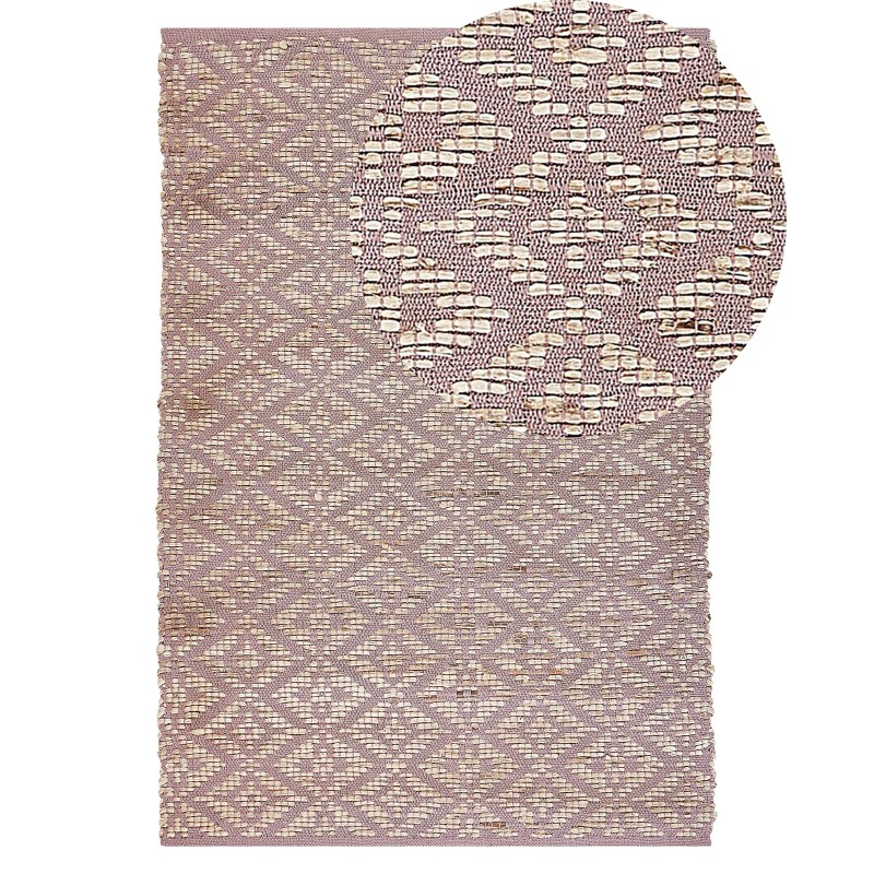 Dywan bawełniany 140 x 200 cm beżowy z różowym GERZE