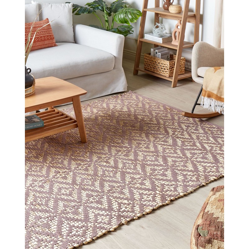 Dywan bawełniany 140 x 200 cm beżowy z różowym GERZE