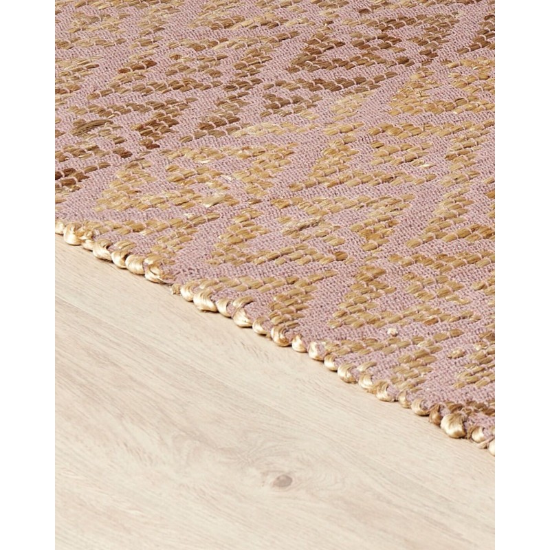 Dywan bawełniany 140 x 200 cm beżowy z różowym GERZE