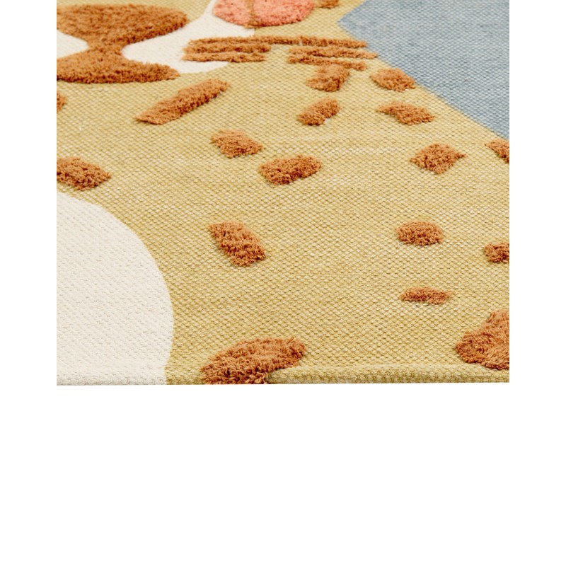 Dywan dziecięcy bawełniany motyw lamparta 80 x 150 cm żółto-szary TANGSE