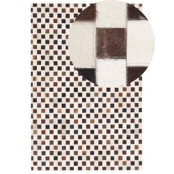 Dywan patchwork skórzany 140 x 200 cm beżowo-brązowy KAYABEY