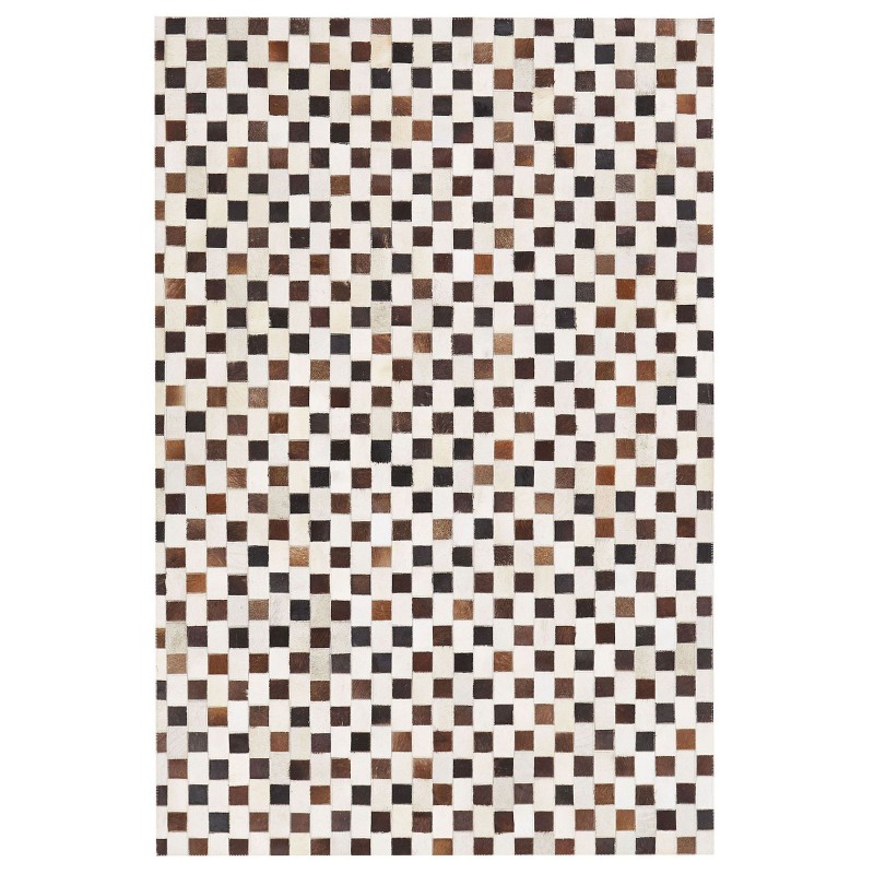 Dywan patchwork skórzany 140 x 200 cm beżowo-brązowy KAYABEY