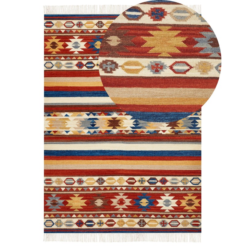 Dywan wełniany kilim 200 x 300 cm wielokolorowy JRARAT