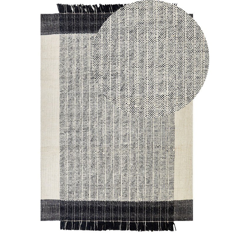 Dywan wełniany 160 x 230 cm biało-czarny KETENLI