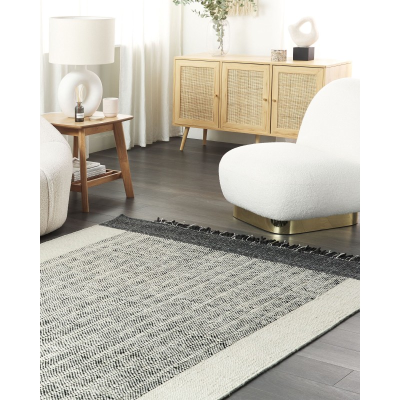 Dywan wełniany 160 x 230 cm biało-czarny KETENLI