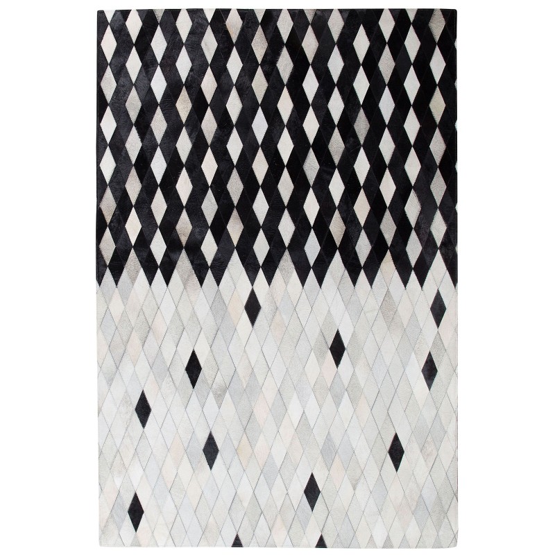 Dywan patchwork skórzany 140 x 200 cm czarno-biały MALDAN