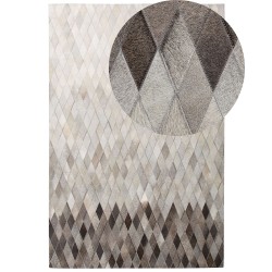 Dywan patchwork skórzany 140 x 200 cm biało-szary MALDAN