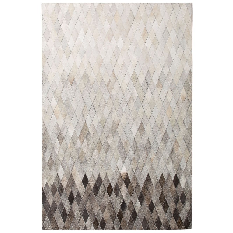 Dywan patchwork skórzany 140 x 200 cm biało-szary MALDAN