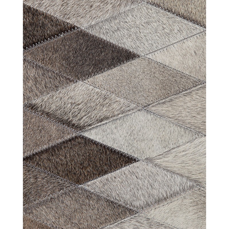 Dywan patchwork skórzany 140 x 200 cm biało-szary MALDAN