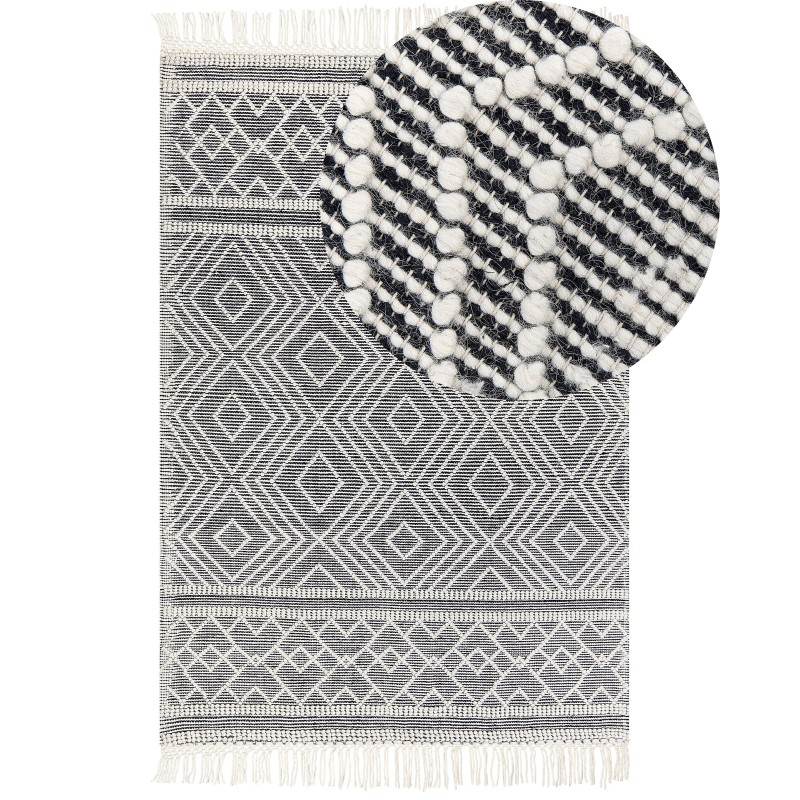 Dywan wełniany 160 x 230 cm czarno-biały SAVUCA