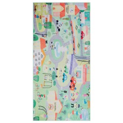 Dywan dziecięcy nadruk z miastem 80 x 150 cm zielony KEMER