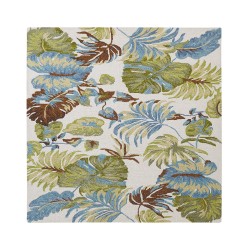 Dywan wełniany z motywem liści 200 x 200 cm wielokolorowy KINIK