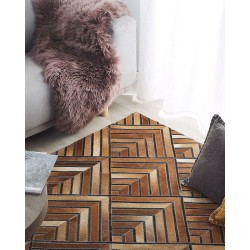 Dywan patchwork skórzany 140 x 200 cm brązowy TEKIR