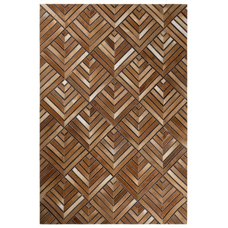 Dywan patchwork skórzany 140 x 200 cm brązowy TEKIR