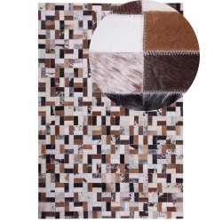 Dywan patchwork skórzany 160 x 230 cm brązowo-beżowy CESME