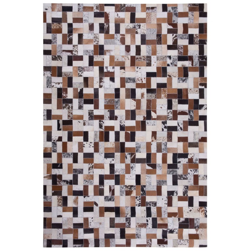 Dywan patchwork skórzany 160 x 230 cm brązowo-beżowy CESME