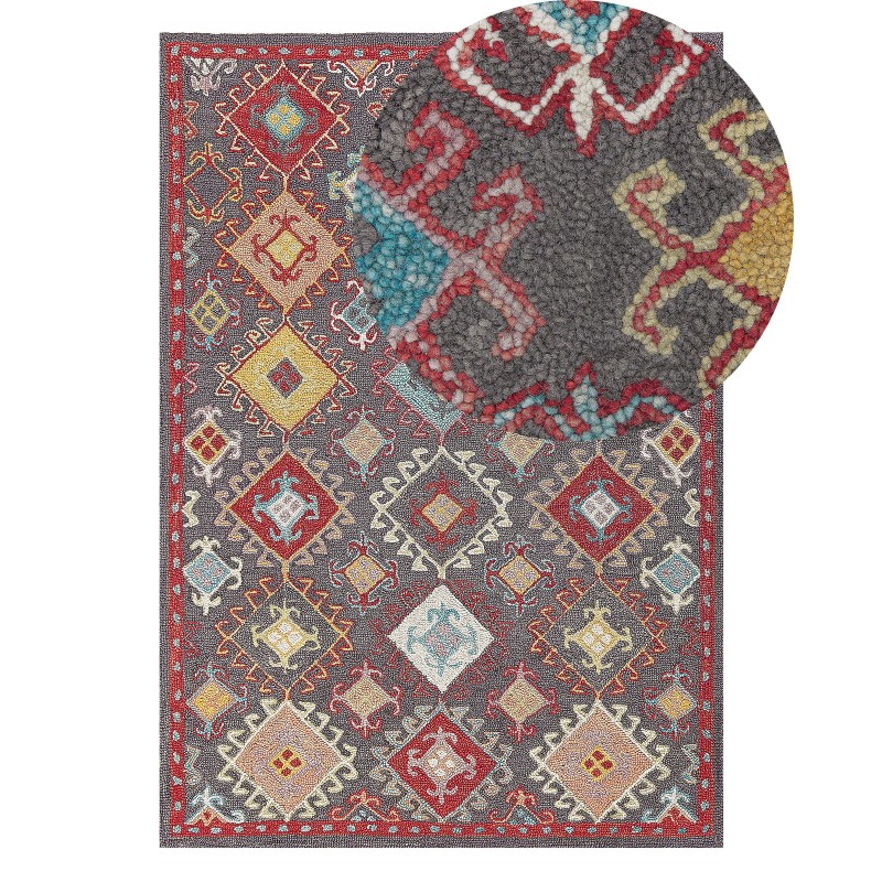 Dywan wełniany 140 x 200 cm wielokolorowy FINIKE