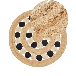 Dywan okrągły z juty ⌀ 140 cm beżowo-czarny HOVIT