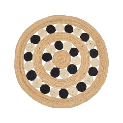 Dywan okrągły z juty ⌀ 140 cm beżowo-czarny HOVIT