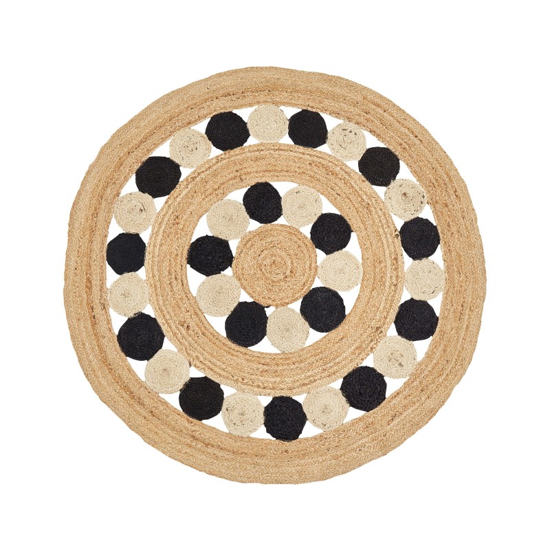 Dywan okrągły z juty ⌀ 140 cm beżowo-czarny HOVIT