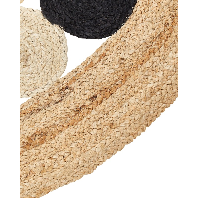 Dywan okrągły z juty ⌀ 140 cm beżowo-czarny HOVIT