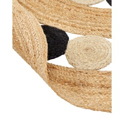 Dywan okrągły z juty ⌀ 140 cm beżowo-czarny HOVIT