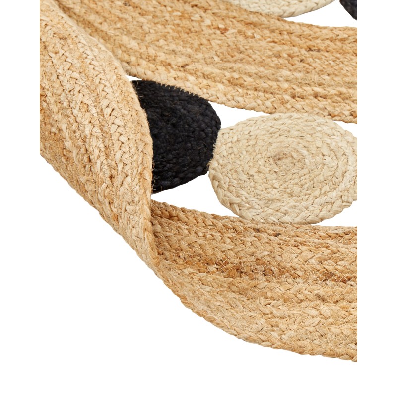 Dywan okrągły z juty ⌀ 140 cm beżowo-czarny HOVIT