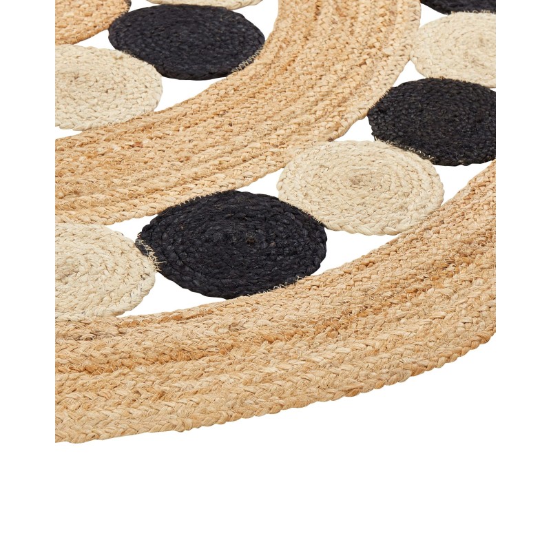 Dywan okrągły z juty ⌀ 140 cm beżowo-czarny HOVIT