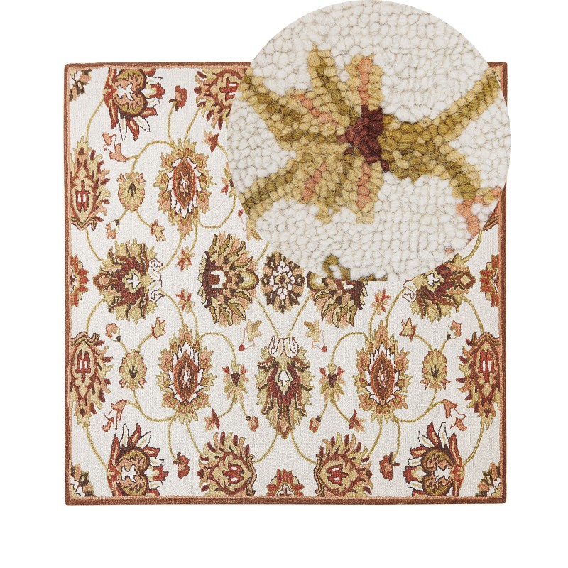 Dywan wełniany 200 x 200 cm beżowo-brązowy EZINE