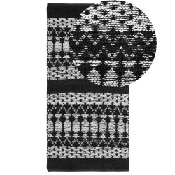 Dywan skórzany 80 x 150 cm czarny z beżowym SOKUN