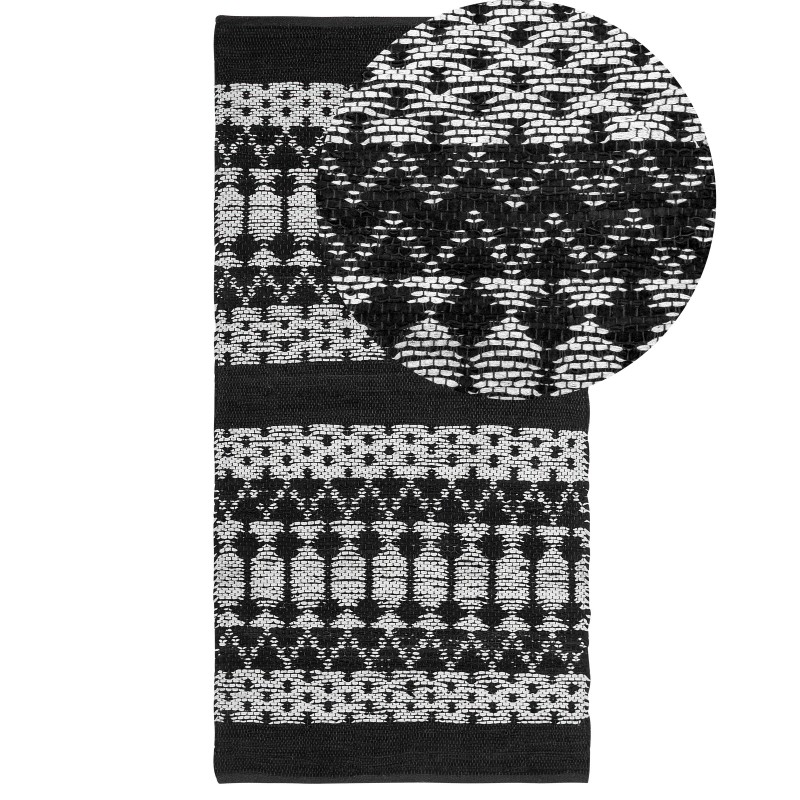 Dywan skórzany 80 x 150 cm czarny z beżowym SOKUN