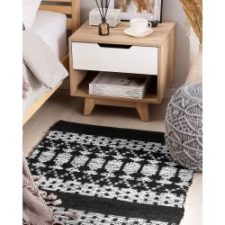 Dywan skórzany 80 x 150 cm czarny z beżowym SOKUN