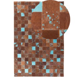 Dywan patchwork skórzany 160 x 230 cm brązowy ALIAGA