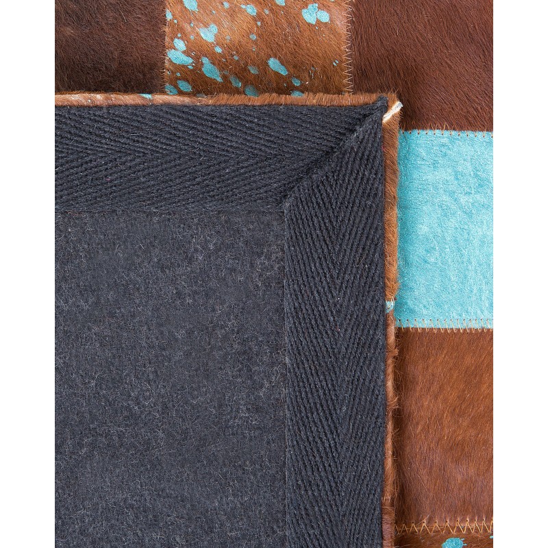 Dywan patchwork skórzany 160 x 230 cm brązowy ALIAGA