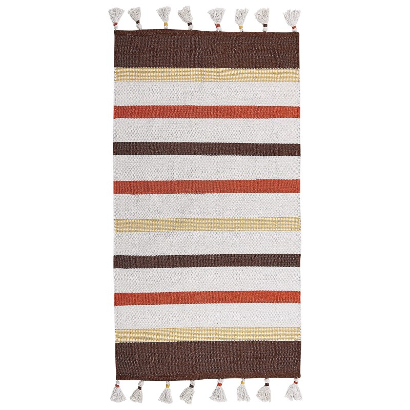 Dywan bawełniany 80 x 150 cm brązowo-beżowy HISARLI