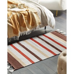 Dywan bawełniany 80 x 150 cm brązowo-beżowy HISARLI